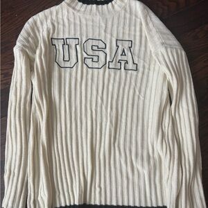 Cream ribbed knit USA sweater 🇺🇸